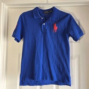 Polo Ralph Lauren Blue Boys Size M 10-12 Big Pony Polo Shirt Short Sleeves‎